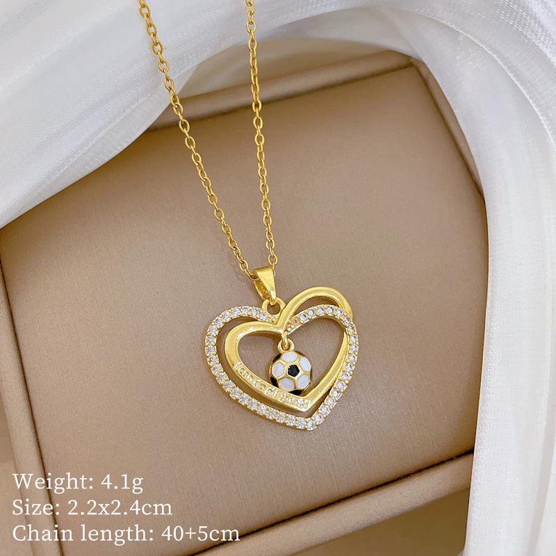 Sweet Minimalist Cross Micro-Inlaid Cubic Zirconia Brass Pendant Titanium Steel Necklace for Unisex