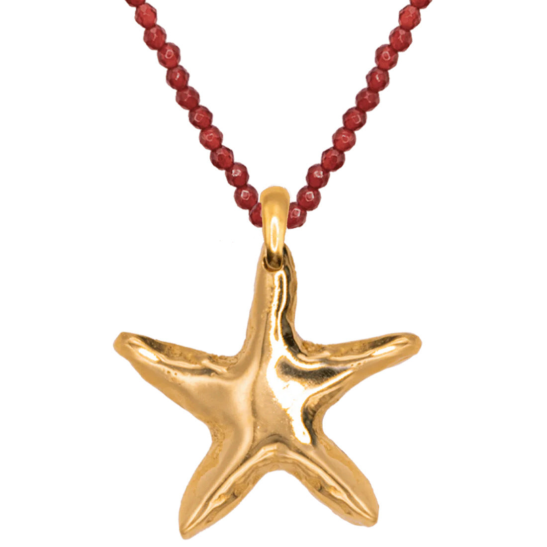 Minimalist Ocean-Themed Necklace with Stainless Steel Fish Starfish and Shell Beads Snake Chain Vacuum Plated 18K Real Gold Finish