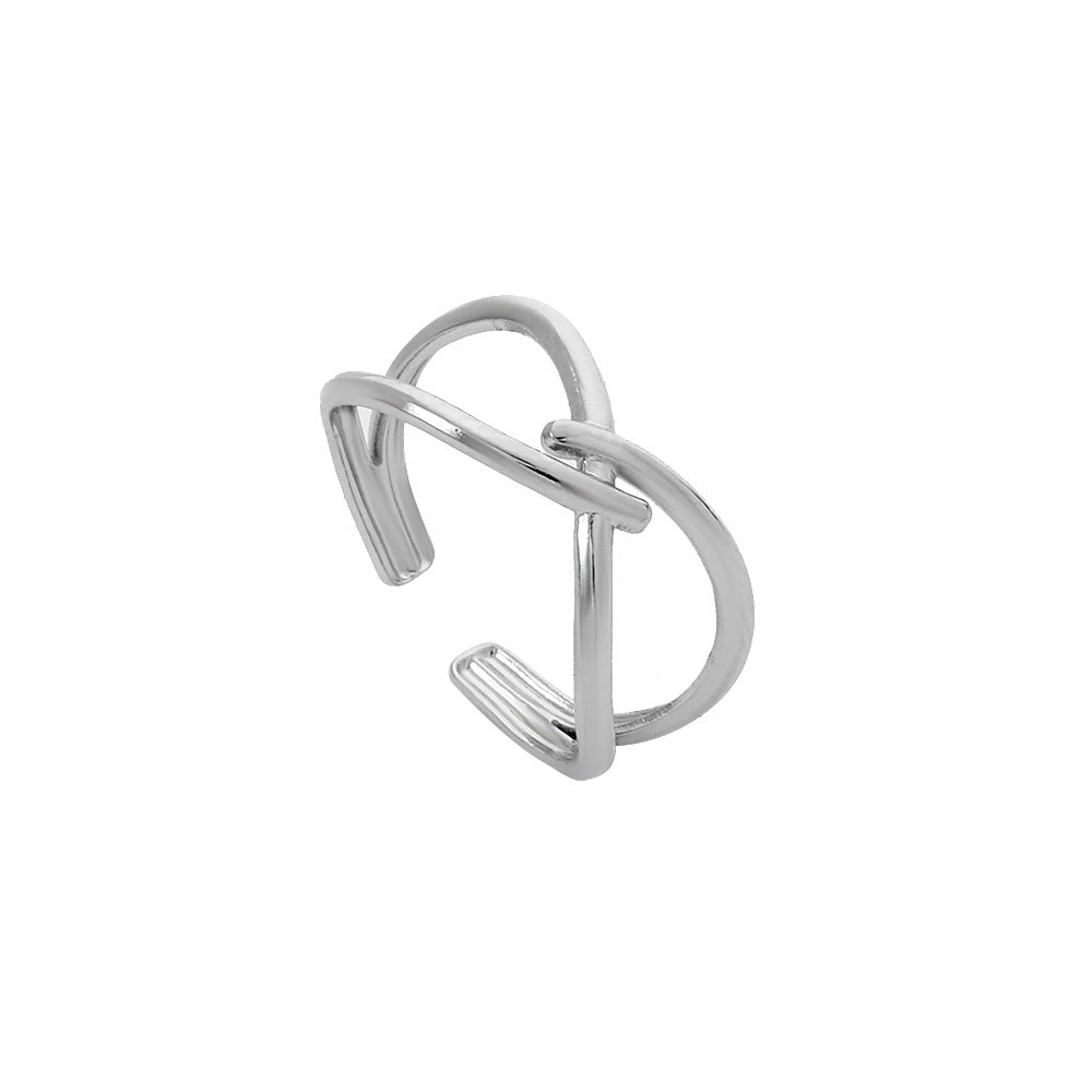 Minimalist Geometric Round Plated Titanium Steel Adjustable Open Ring Unisex