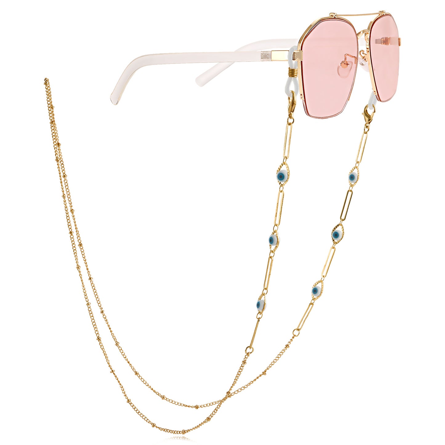 Fashion Colorful Evil Eye Handmade Metal Glasses Chain for Women