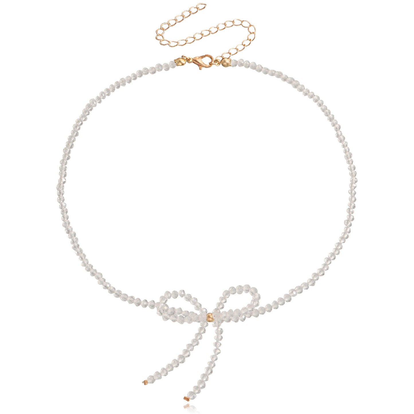 Vintage-Inspired Sweet Bowknot Choker Necklace for Women with Alloy Pendant and Geometric Design, Electroplated Finish