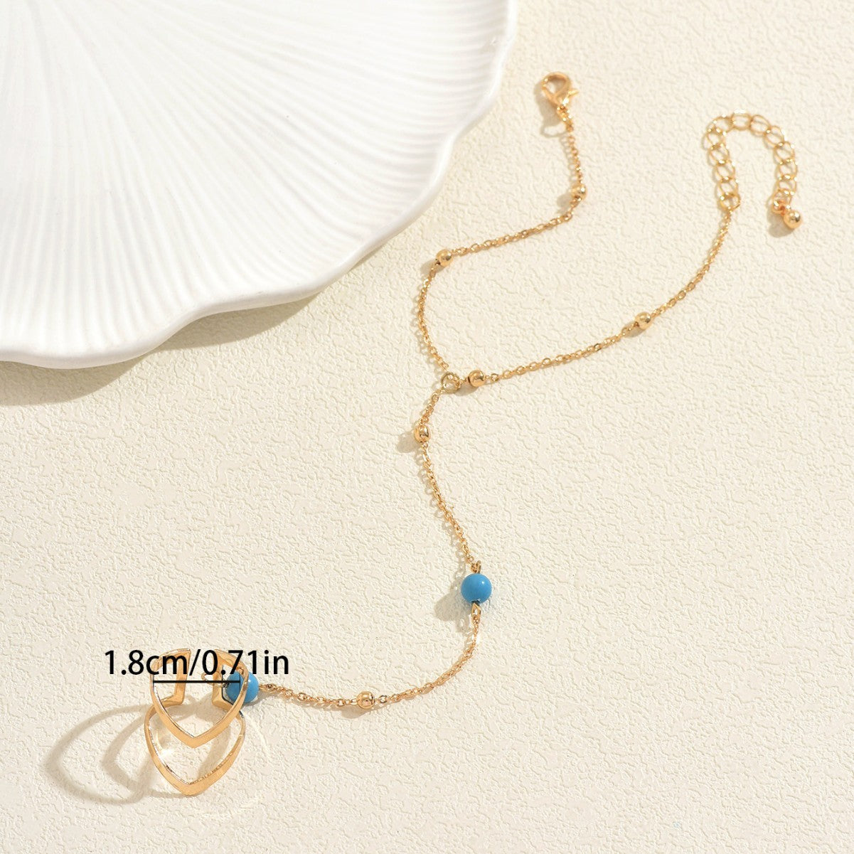Set bracciale e anello in lega di zinco con intarsi turchesi stile geometrico da donna con lavorazione artigianale di perline