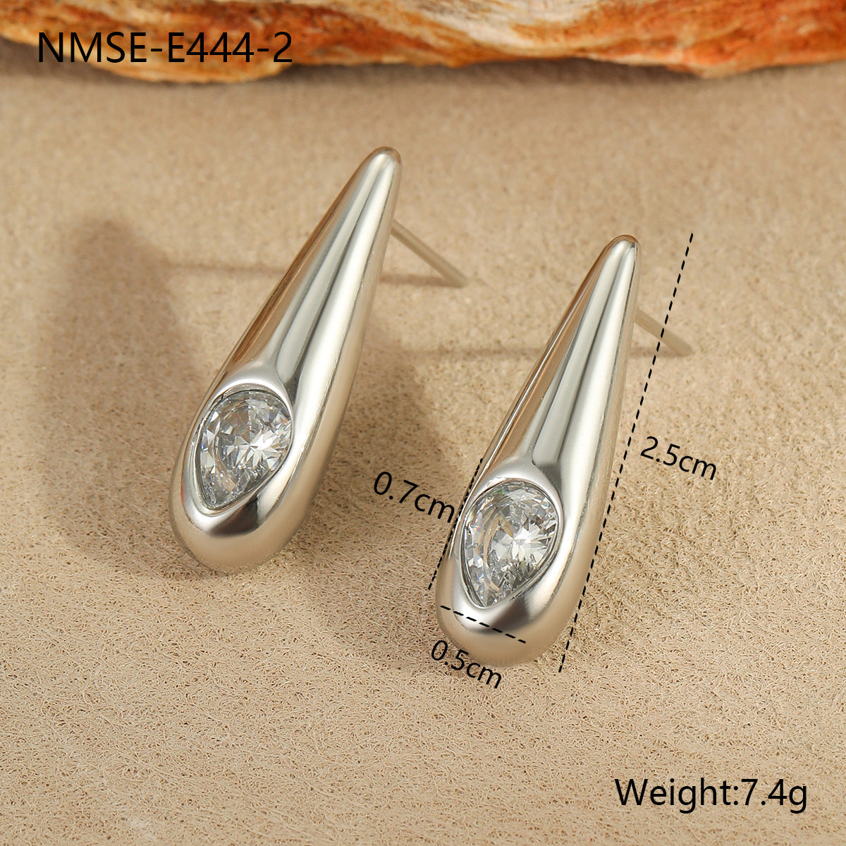Aretes minimalistas geométricos de acero inoxidable con acento de circonita, joyería de moda galvanizada para mujer