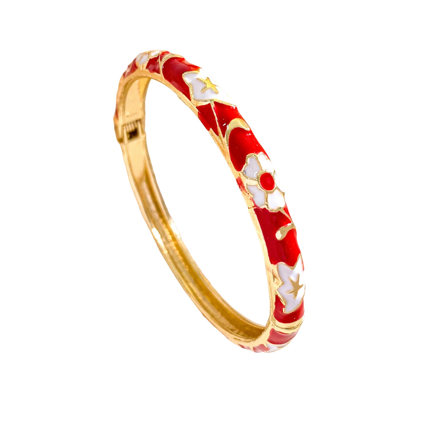 Vintage Elegant Floral Enamel Drip Oil Rhinestone Inlaid Alloy Bangle Bracelet for Women