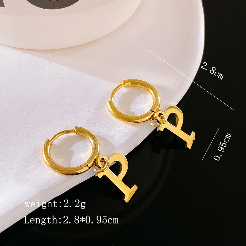 Minimalist Luxury Letter Brass Plated Earrings with Stainless Steel Posts for Women