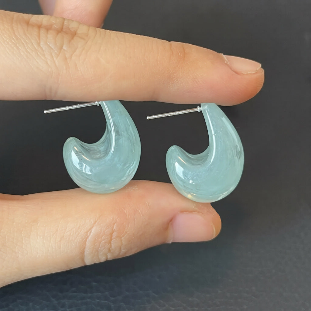 Pendientes de resina con forma de lágrima minimalistas e informales para mujer con postes de acero inoxidable