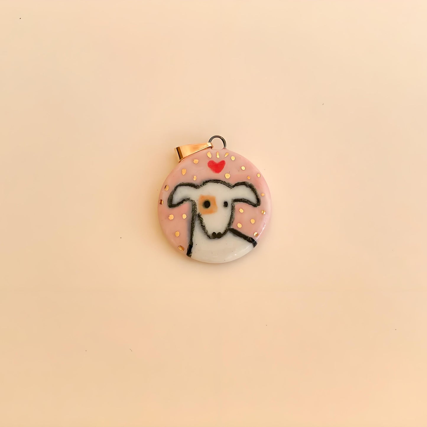 Minimalist Vintage Heart Shape 18K Gold Plated Drip Oil Brass Pendant Stainless Steel Charm Bar