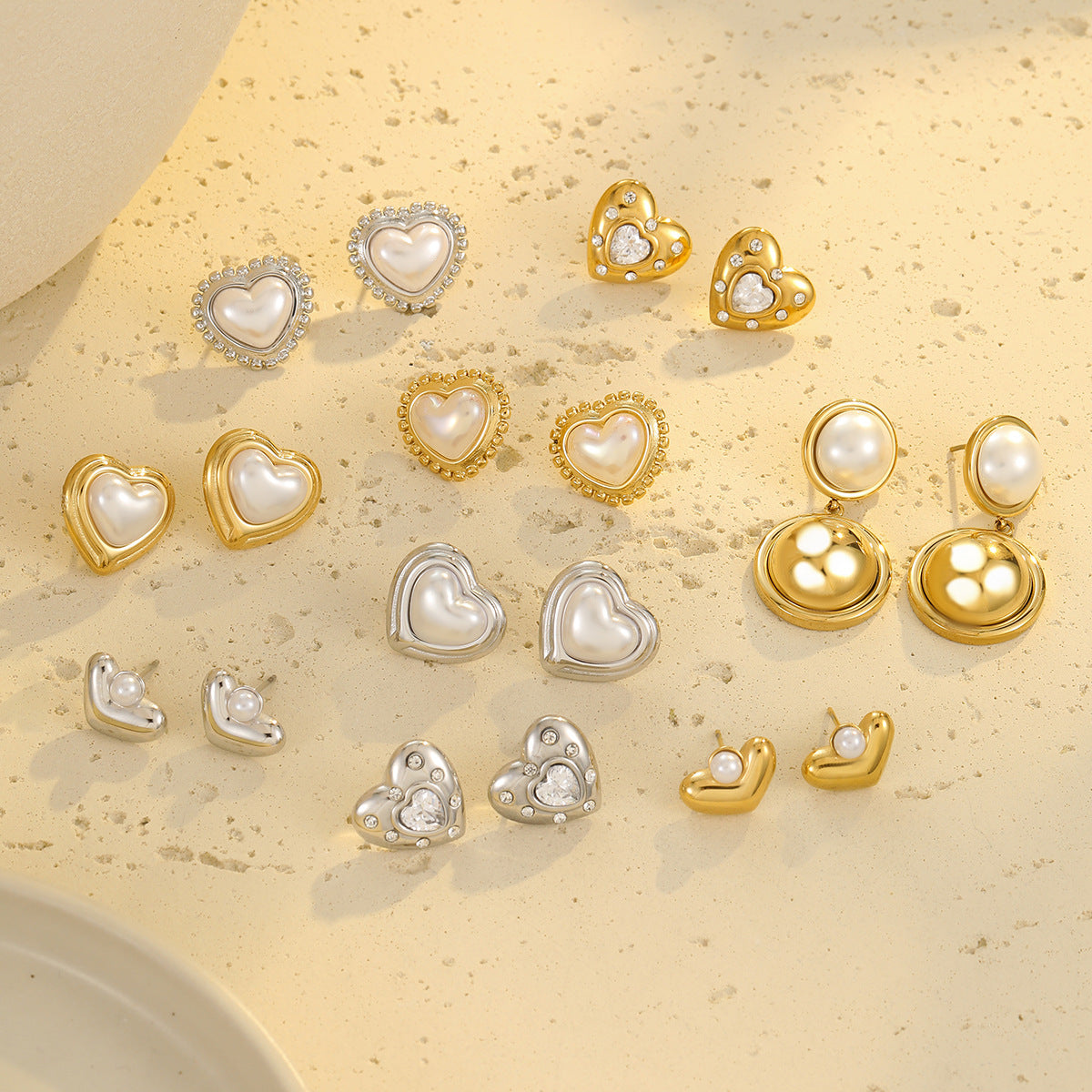 Fashion Minimalist Heart-Shaped Stainless Steel Earrings with 18K Gold Plating for Women