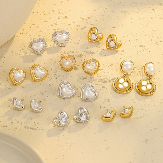 Fashion Minimalist Heart-Shaped Stainless Steel Earrings with 18K Gold Plating for Women