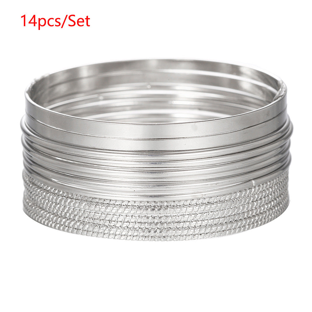 Punk Geometric Round Plated Iron Rope Chain Bracelet Set