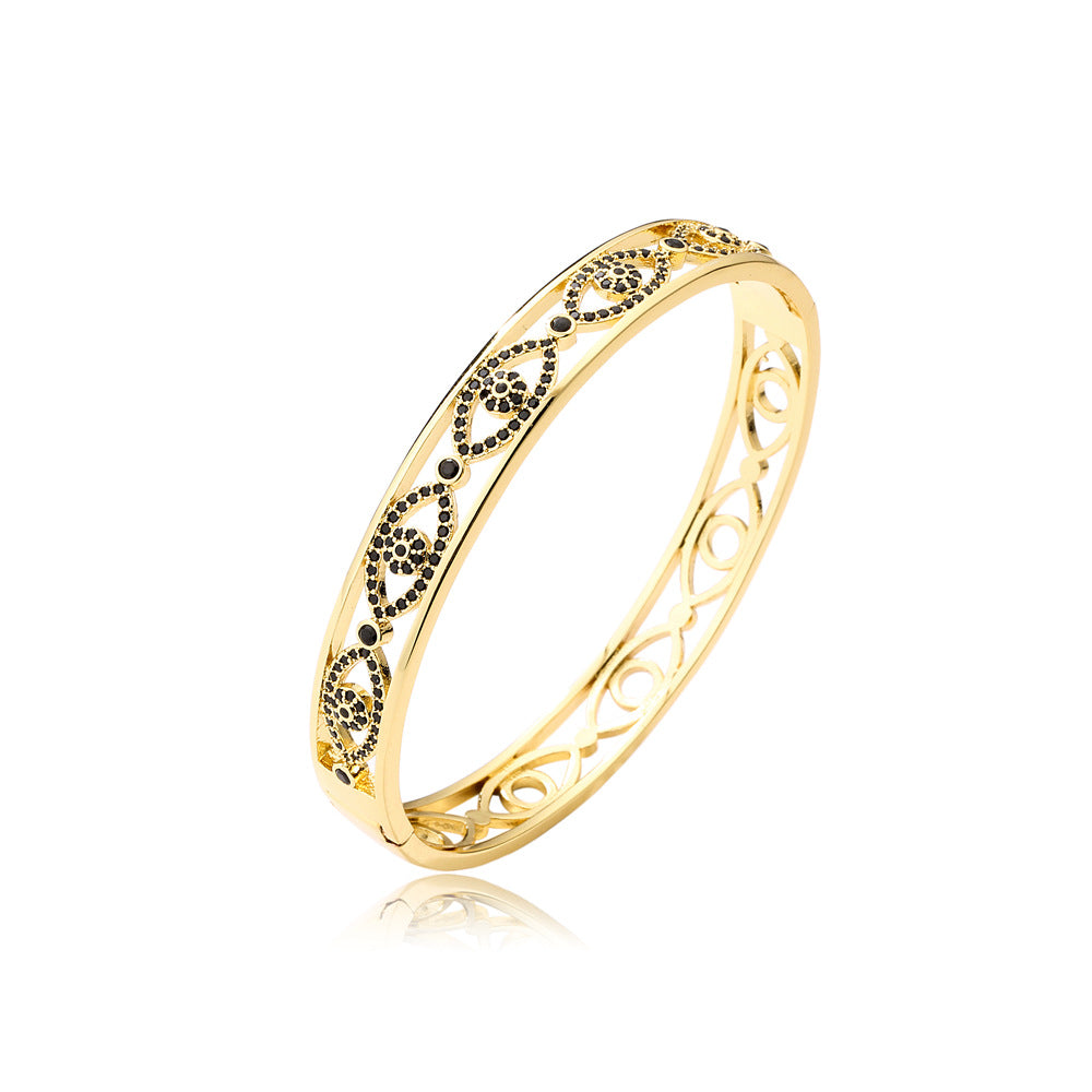 18K Gold Plated Brass Drip Oil Cubic Zirconia Evil Eye Bracelet