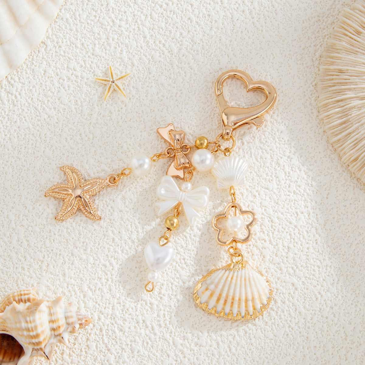 Sweet Shell Starfish Animal Charm Keychain Plated Pendant