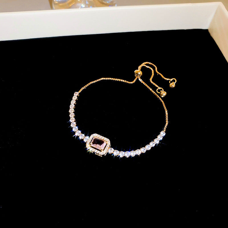 Luxury Elegant Geometric Alloy Plated Bracelet with Cubic Zirconia for Women