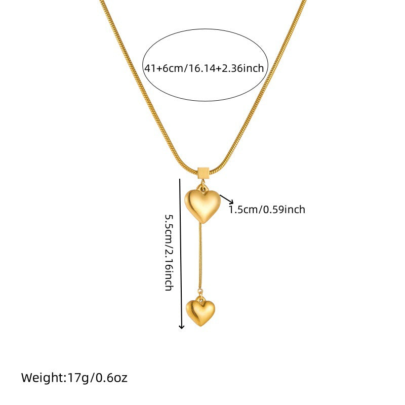 Collana con ciondolo a cuore placcato in acciaio inossidabile, elegante e minimalista, con catena a scatola