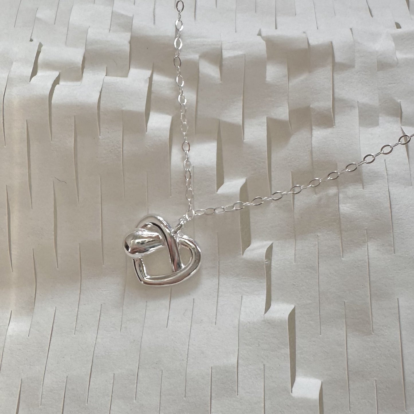 Minimalist Heart-Shaped 925 Sterling Silver Necklace with Plated Finish on Cross Chain
