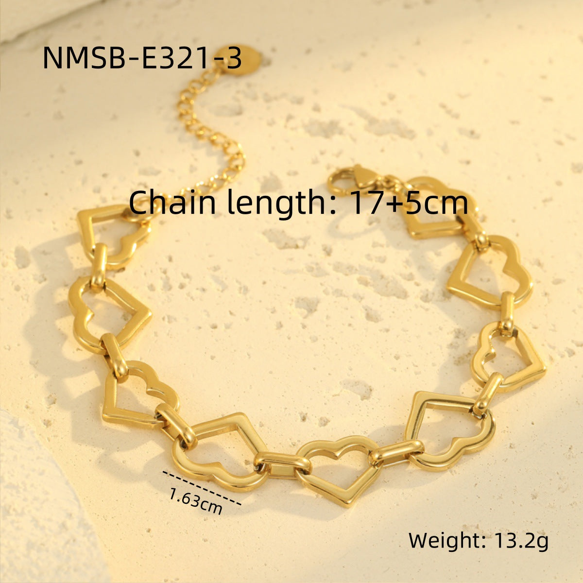 Fashionable Minimalist Heart-Shaped Stainless Steel Tassel Bracelet with Plated Finish and Small Round Pendant