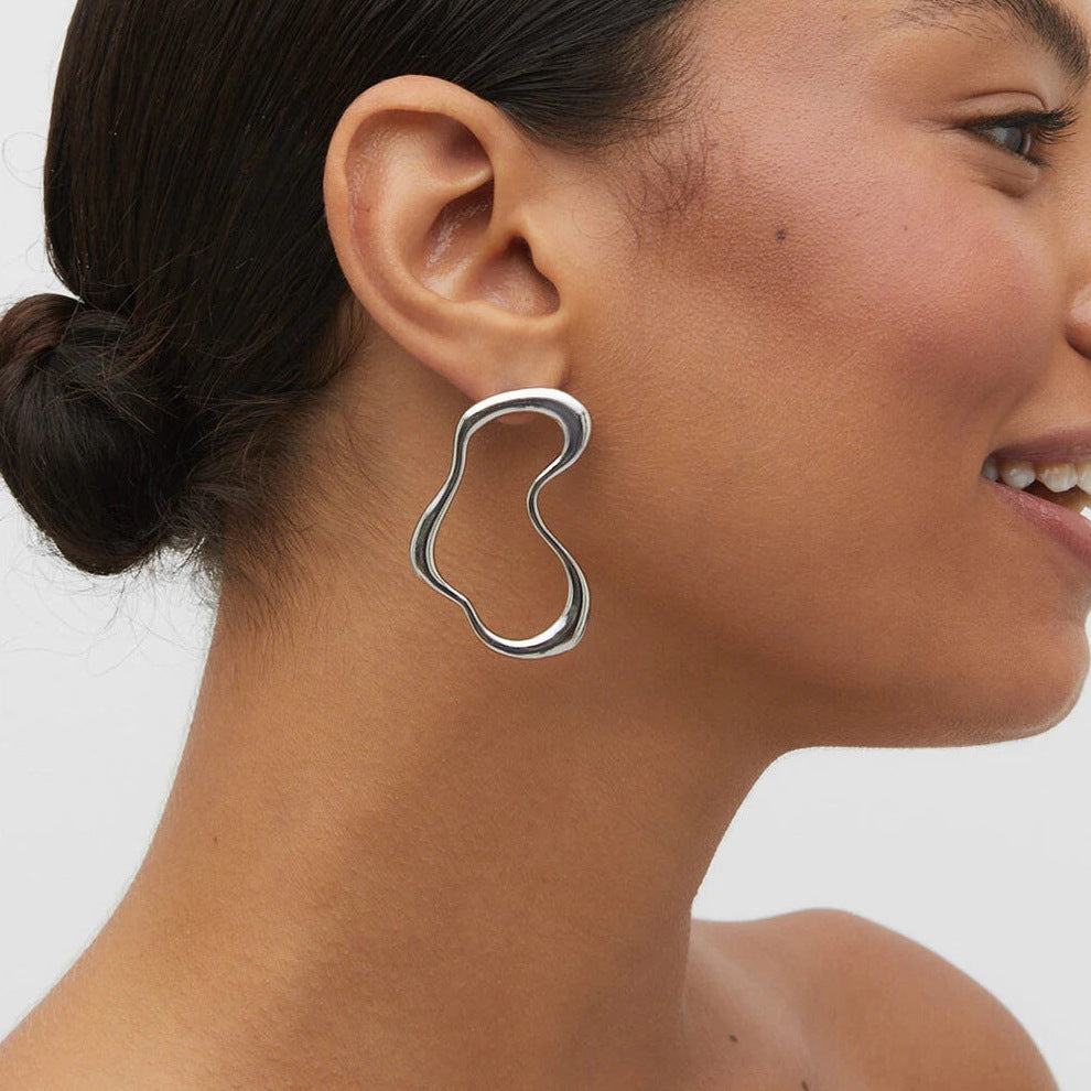 Luxury Geometric Plated Stainless Steel Titanium Stud Earrings for Women