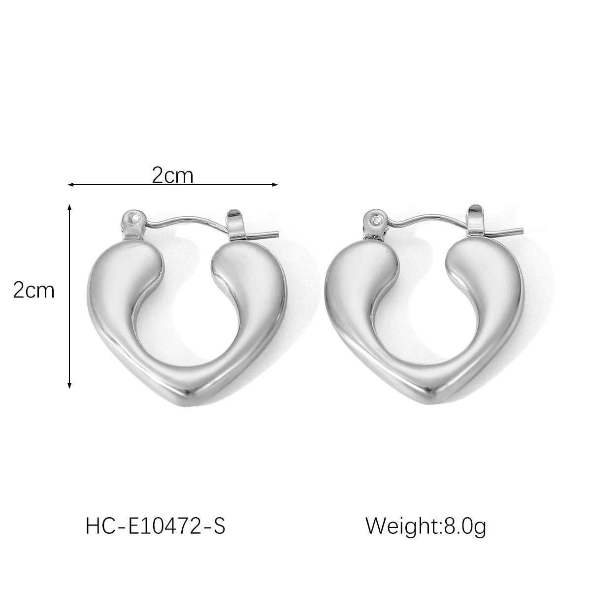 Pendientes minimalistas de acero inoxidable con diseño geométrico para mujer, con acabado chapado y detalle de corazón