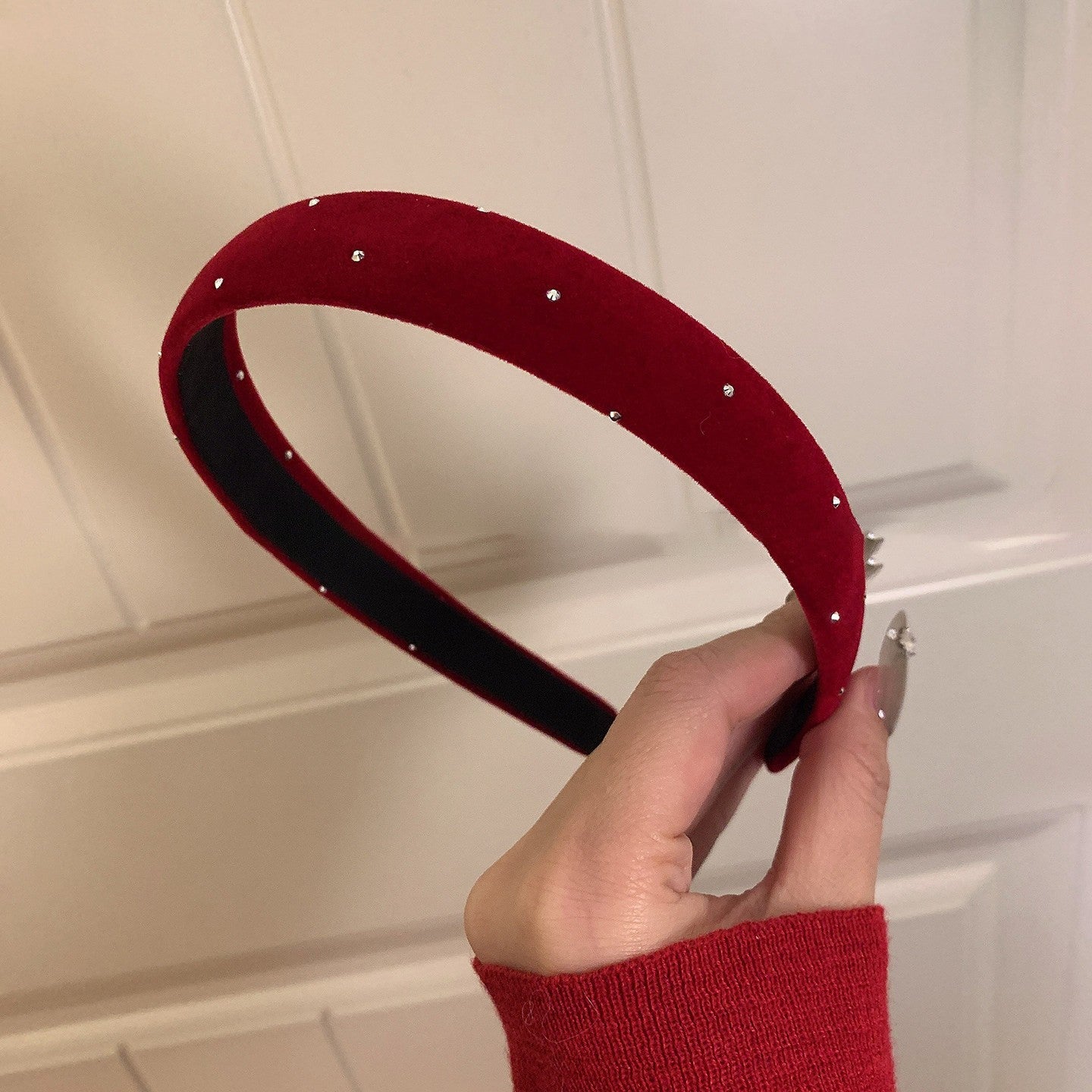 Diadema elegante de terciopelo floral para mujer con diseño redondo, accesorio para el cabello retro hecho a mano para otoño e invierno