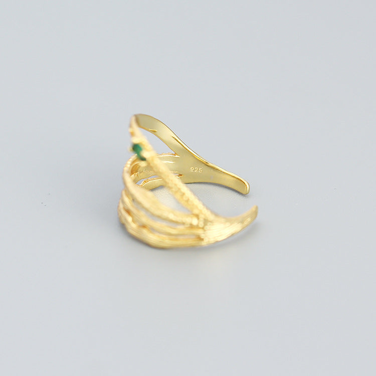 Minimalist 925 Sterling Silver Geometric Irregular Double Layer Open Ring