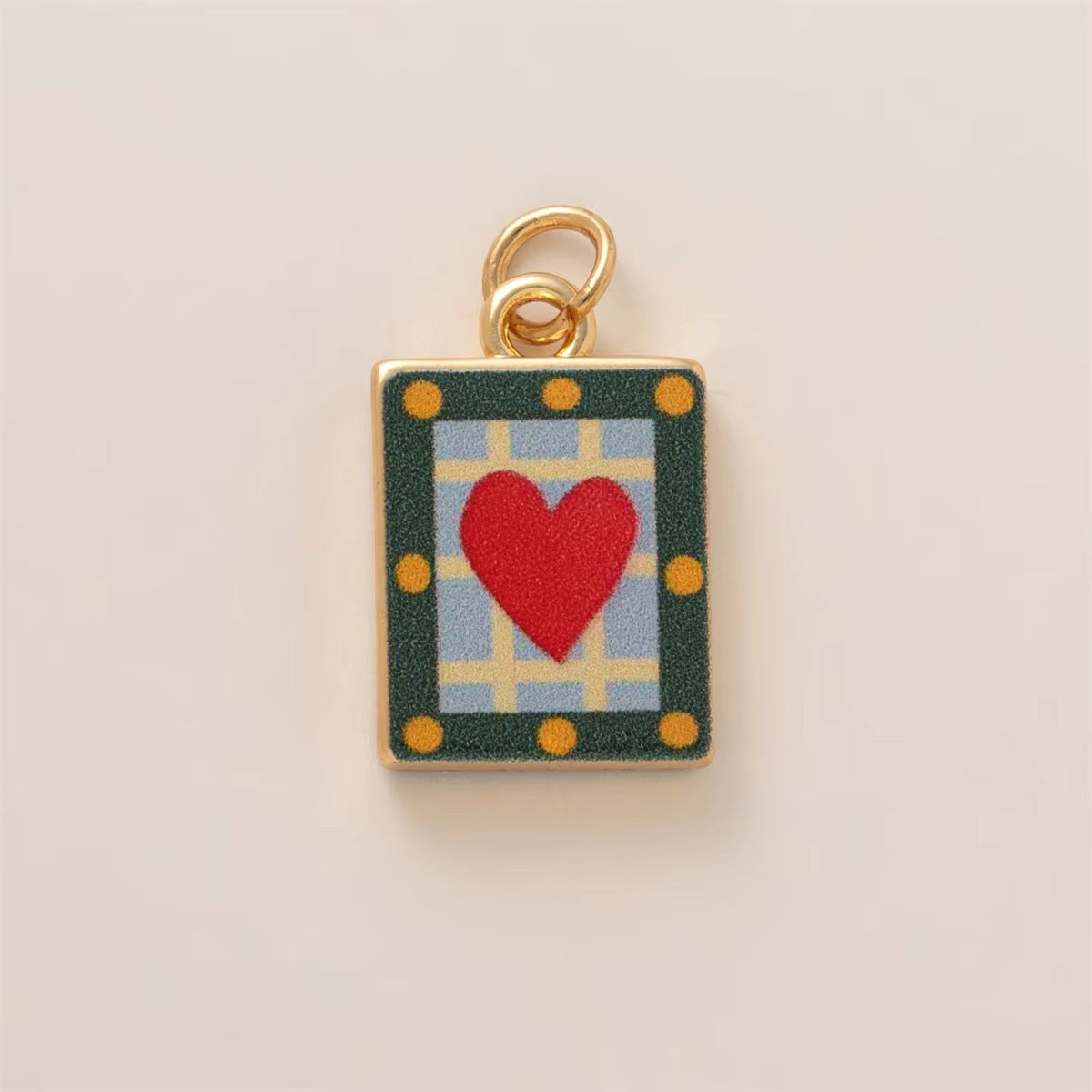 Minimalist Luxury Heart Shaped 18K Gold Plated Brass Pendant with Fruit and Floral Motifs