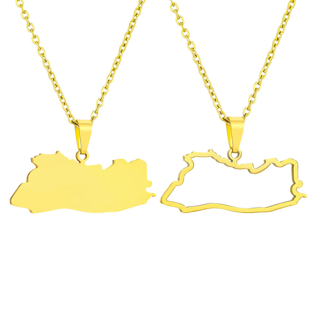 Collana Pendente Cavo Geometrico Minimalista Salvador in Acciaio Inossidabile con Finitura Placcata, Unisex