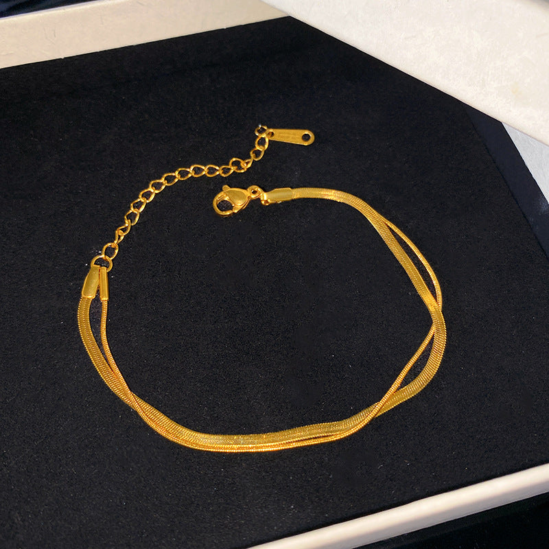 Sporty Sweet Titanium Steel Plated Snake Chain Bracelet