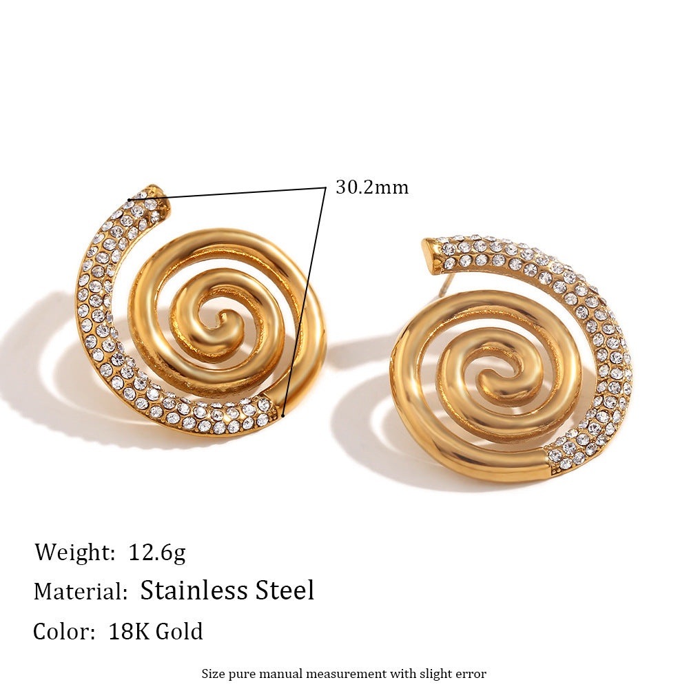 Fashionable Minimalist Geometric Stainless Steel 18K Gold Plated Abalone Shell and Sail Enamel Stud Earrings for Women