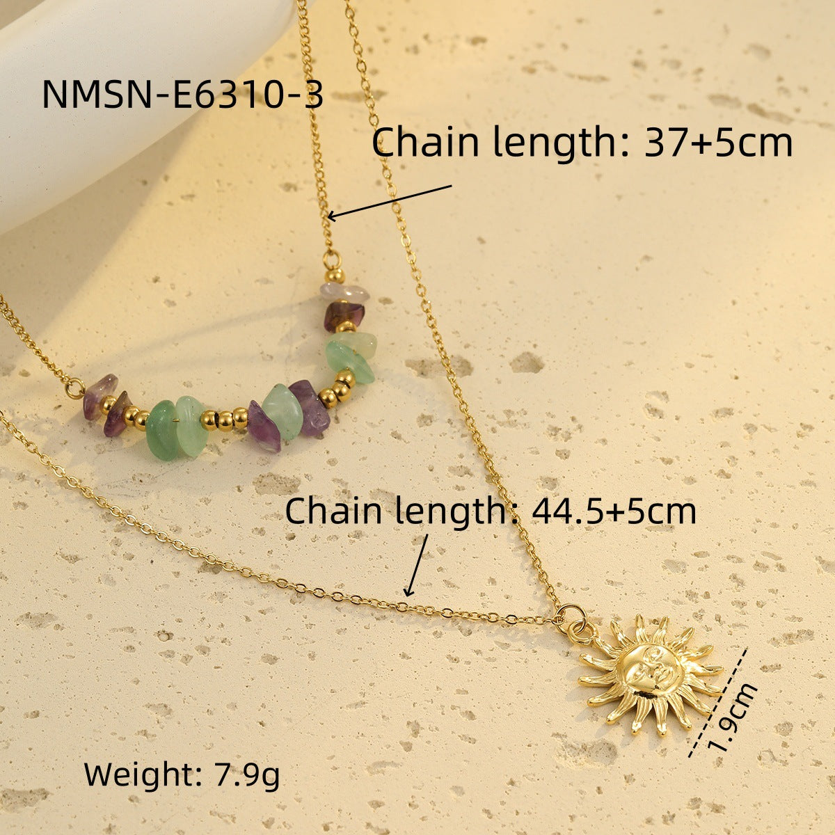 Minimalist Geometric Sun Pendant Necklace in Stainless Steel with Plated Finish for Women