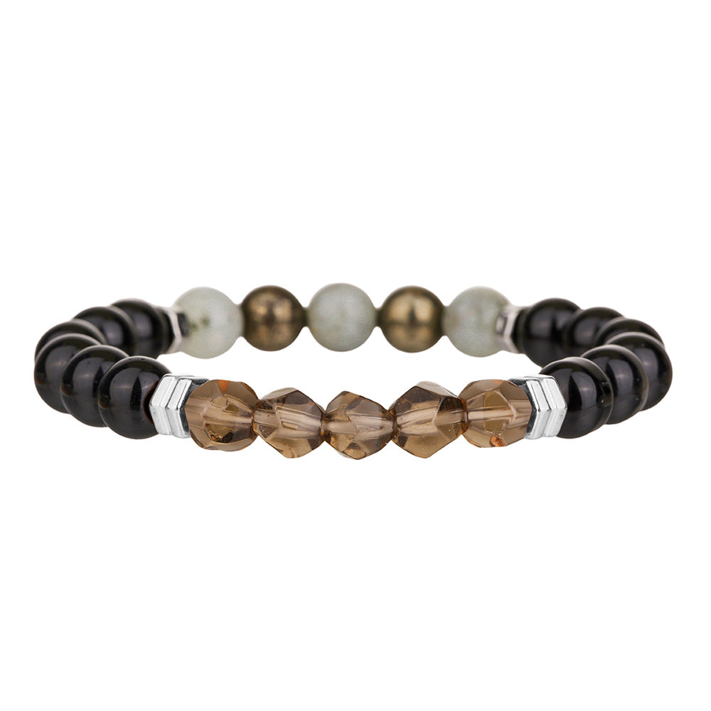 Handmade Round Geometric Crystal Beaded Bracelet 8mm Unisex