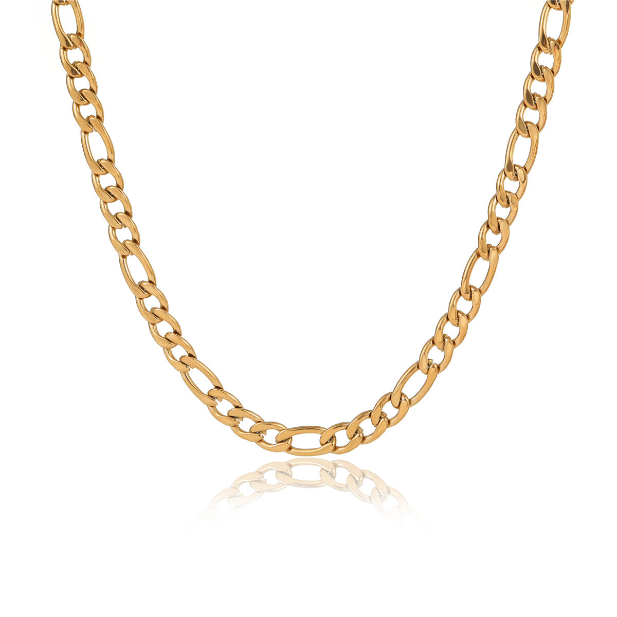 Collar minimalista de acero inoxidable con baño de oro de 18 quilates y diseño de cadena clásico para mujer