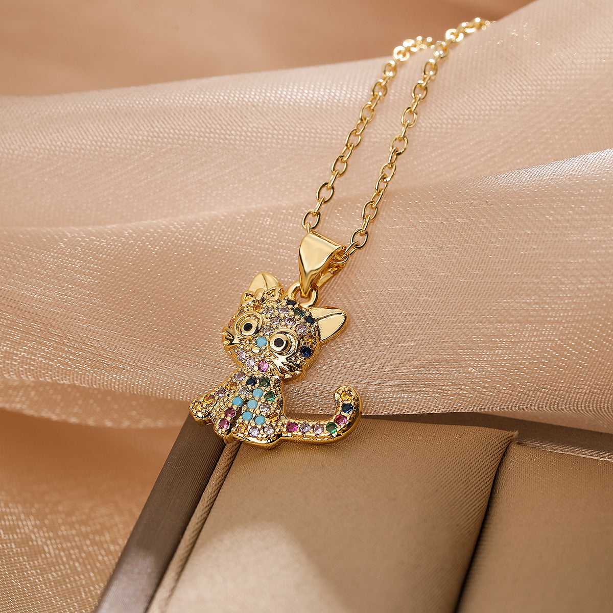 Minimalist Balloon Dog Pendant Necklace for Women in Brass with Real Gold Plating