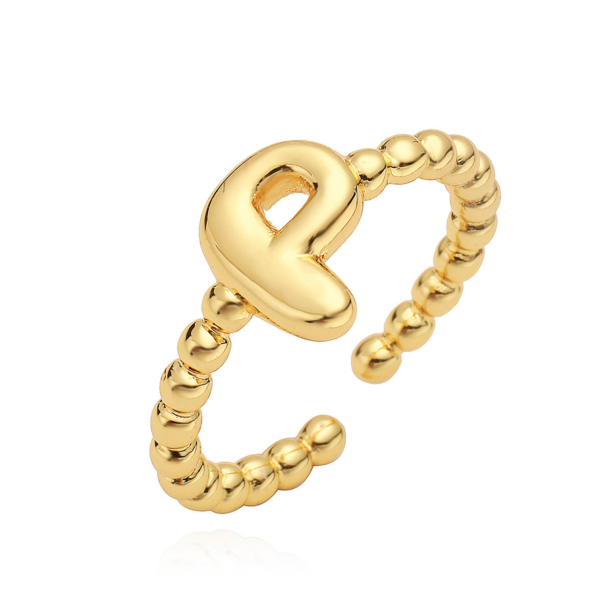 Minimalist 18K Gold Plated Brass Letter Ring for Women