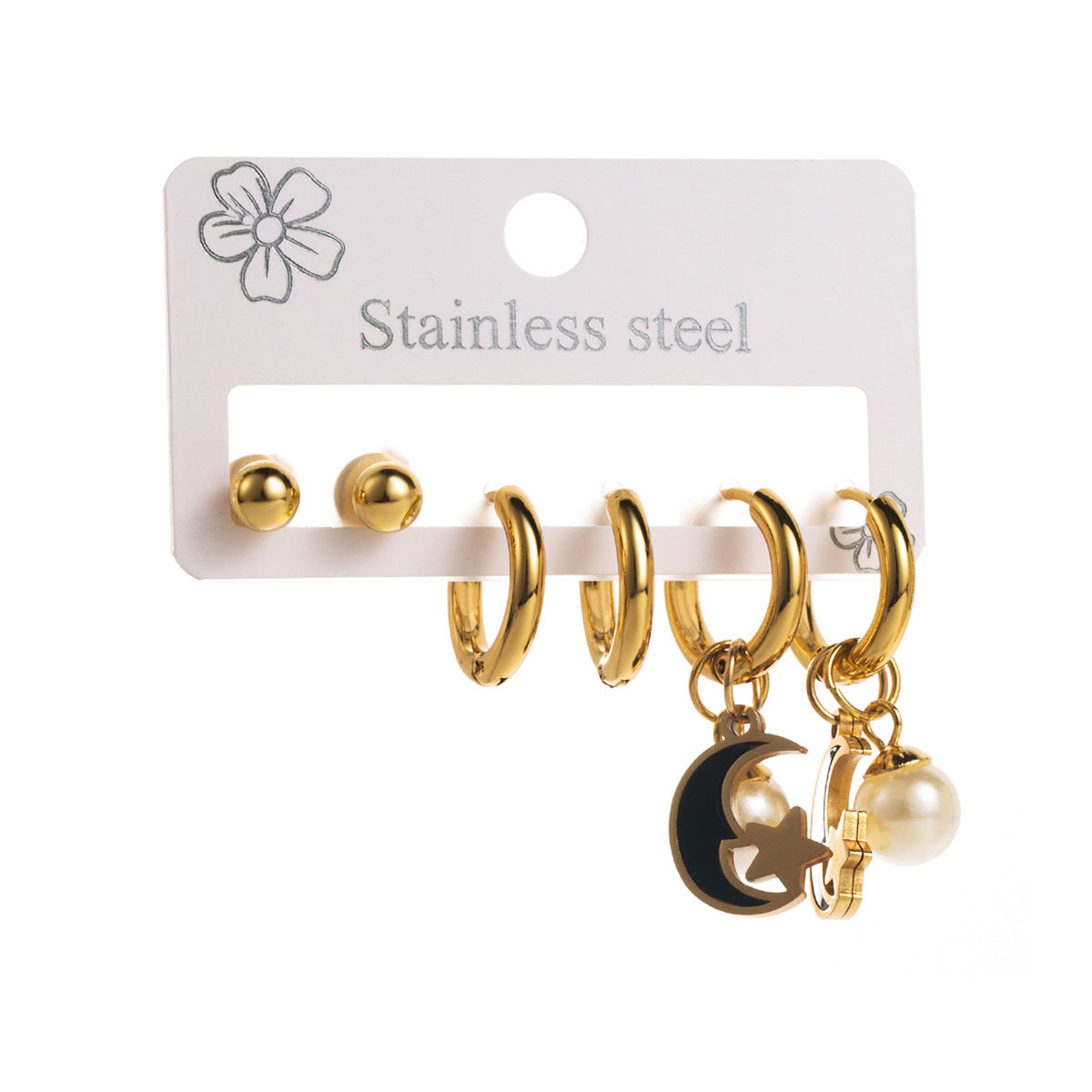 Pendientes de botón minimalistas geométricos de acero inoxidable con acabado chapado para mujer
