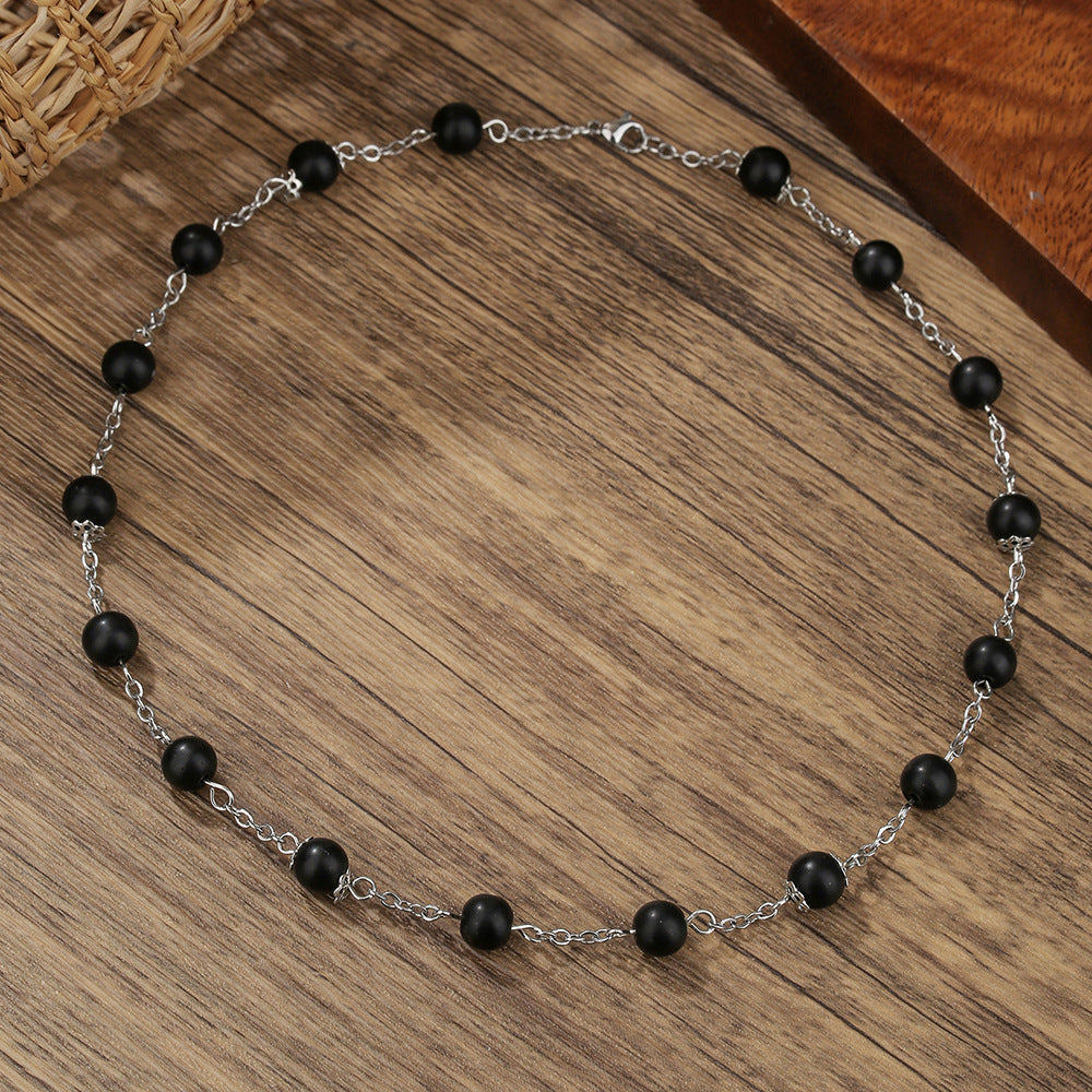 Vintage Hip-hop Geometric Round Alloy Necklace with Cable Chain for Women