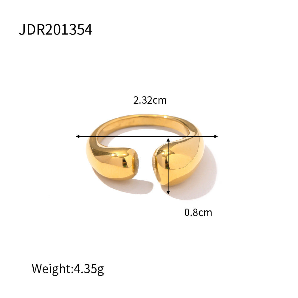 Geometric Plated Stainless Steel Ring for Women