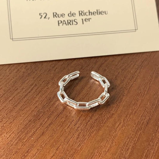 Anillo hueco anudado geométrico de corazón de plata de ley 925 para mujer