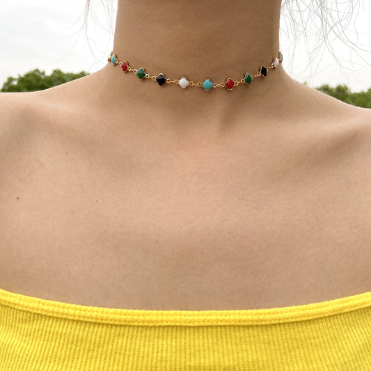 Minimalist Retro Floral Pendant Necklace for Women, Copper Chain with O-Chain Style, Plated Alloy Inlay, Sweet & Fresh Design