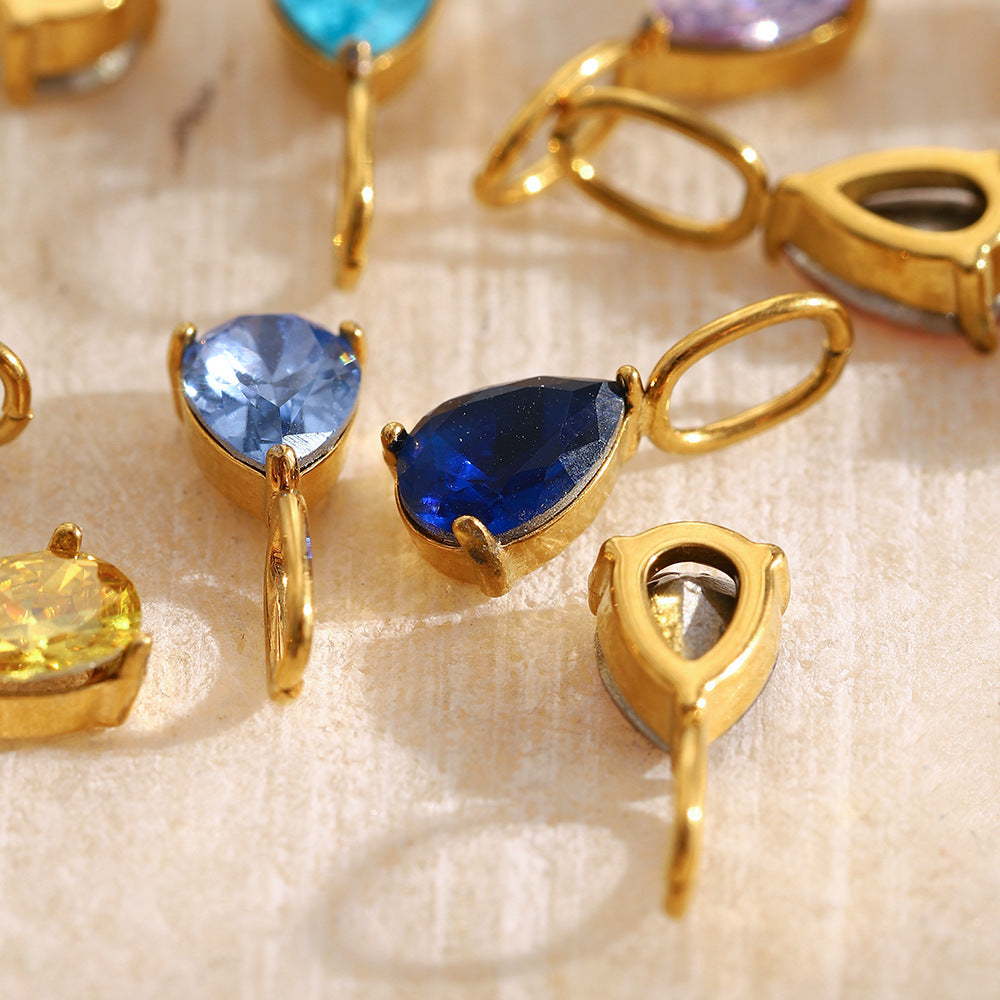 Colgante minimalista de gota de agua en acero inoxidable bañado en oro de 18K para fabricación de joyas DIY