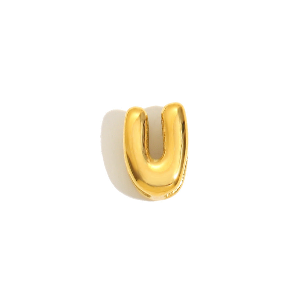Collana Minimalista con Ciondolo a Lettera da Donna in Acciaio Inox con Placcatura in Oro 18K Design Cavo