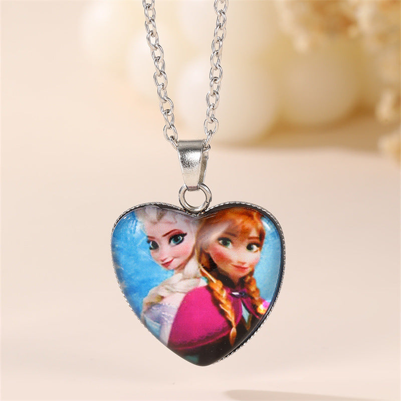 Collar con colgante minimalista de resina en forma de lazo para niños con acabado esmaltado, accesorio de joyería con temática de princesa