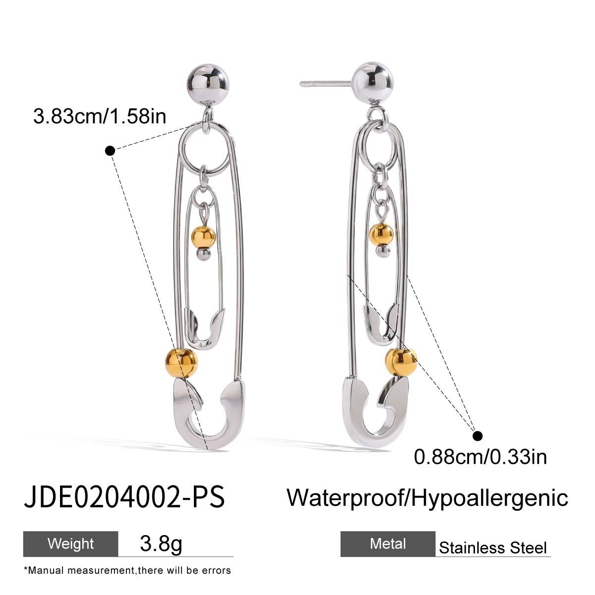 Minimalist Geometric Paperclip Stainless Steel Earrings Titanium Steel Post Gold Plated Jewelry for Women