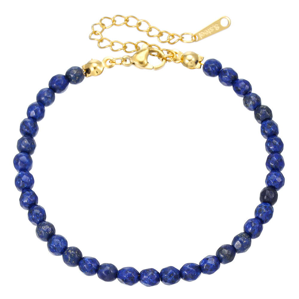 Fashion Geometric Crystal Glass Bead Stainless Steel Bracelet Unisex