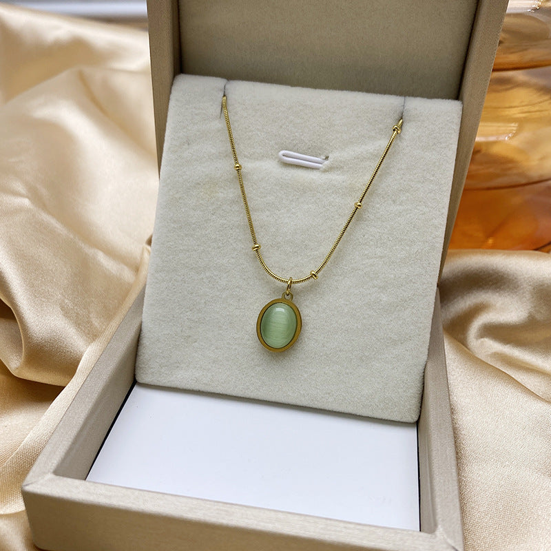Elegante Collar de Acero de Titanio en Forma de Gota de Agua para Mujer con Cadena de Serpiente, Joyería Minimalista de Verano Estilo Guardapelo