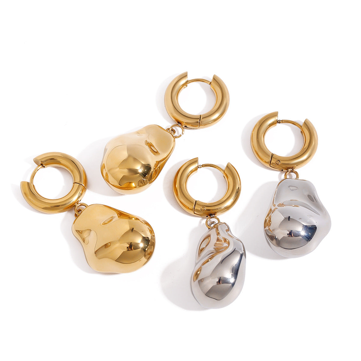 Luxury Elegant Geometric Round Plated Stainless Steel Earrings for Women
