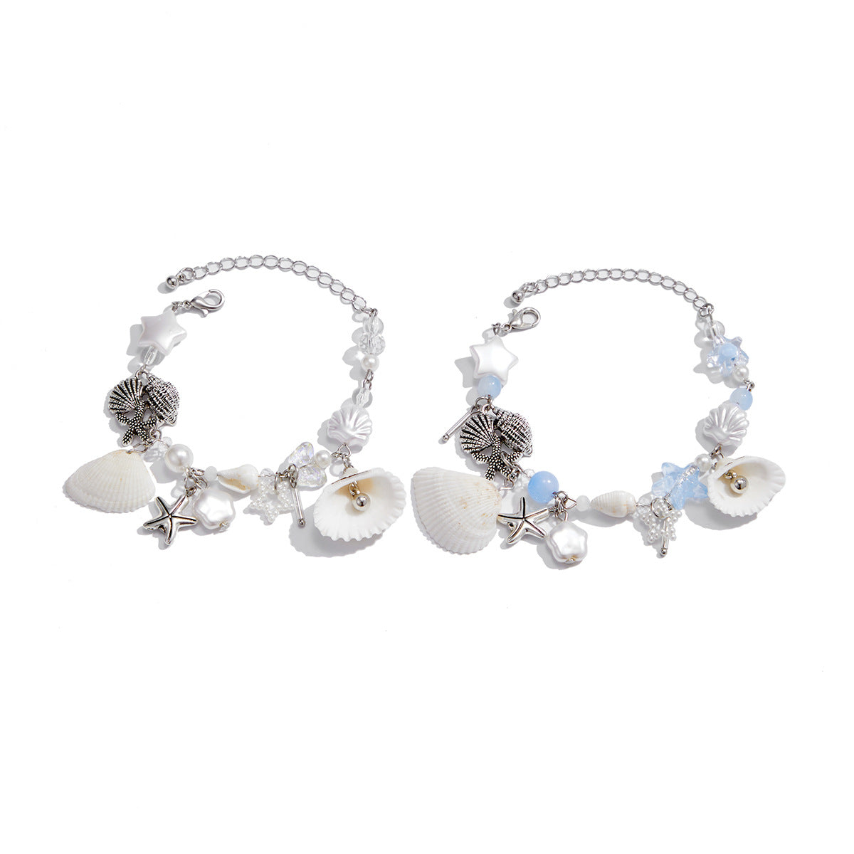 Collana girocollo minimalista con pendente a forma di stella, perla imitazione e perline di agata su catena sottile