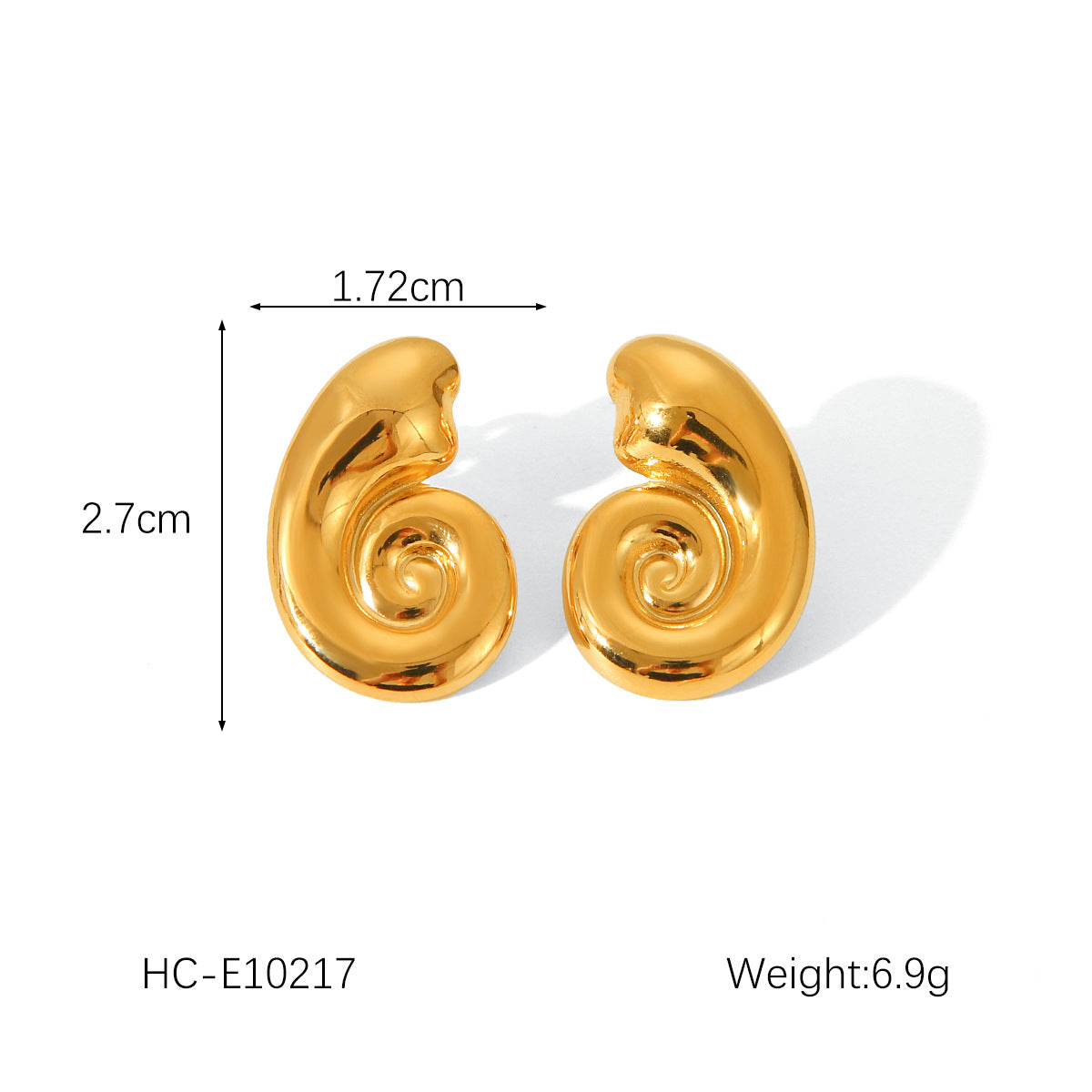 Ins Style Seashell and Starfish Shaped Titanium Steel Earrings with 18K Gold Plating for Women