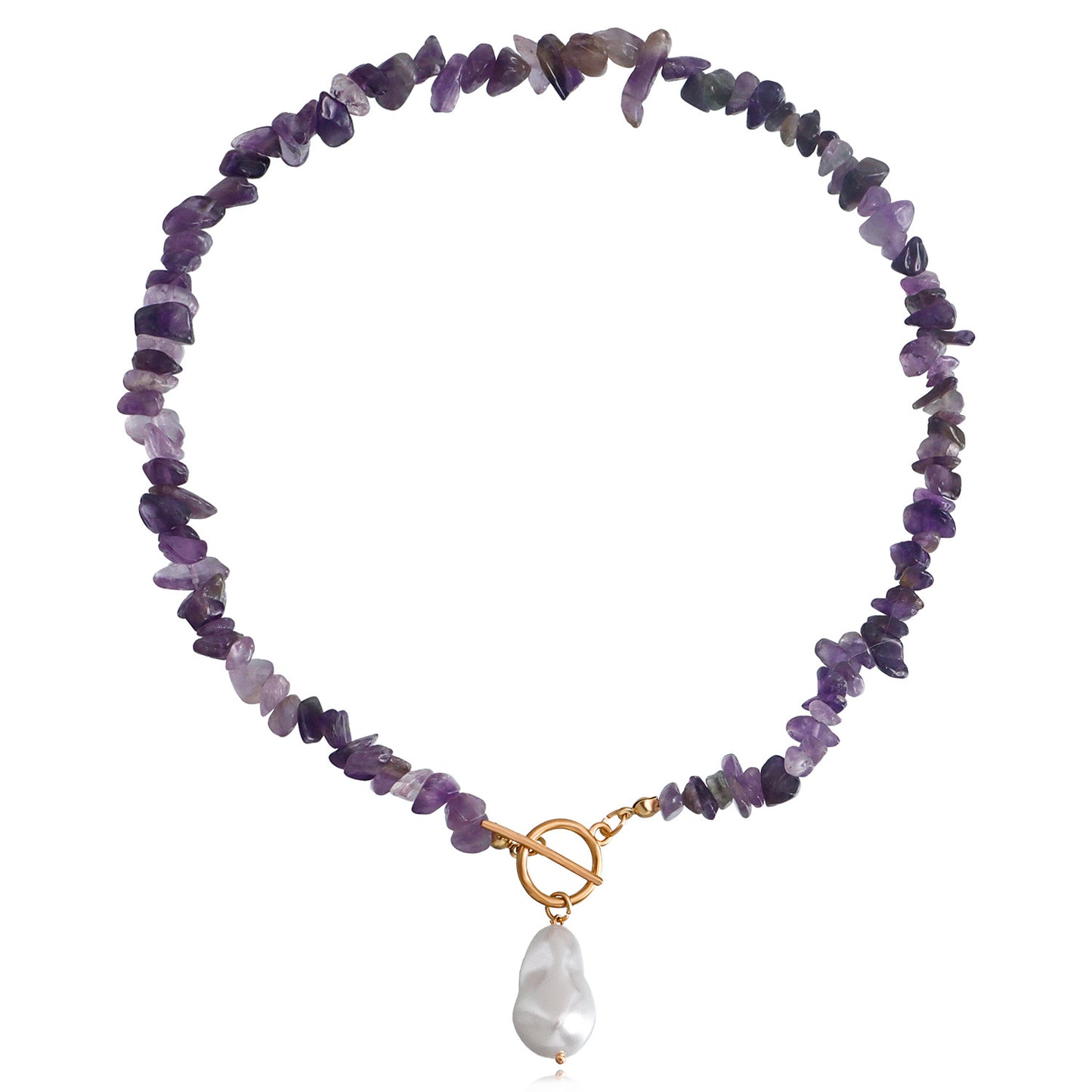 Minimalist Geometric Alloy Necklace with Mother-of-Pearl Pendant and Turquoise Accents, Electroplated Finish