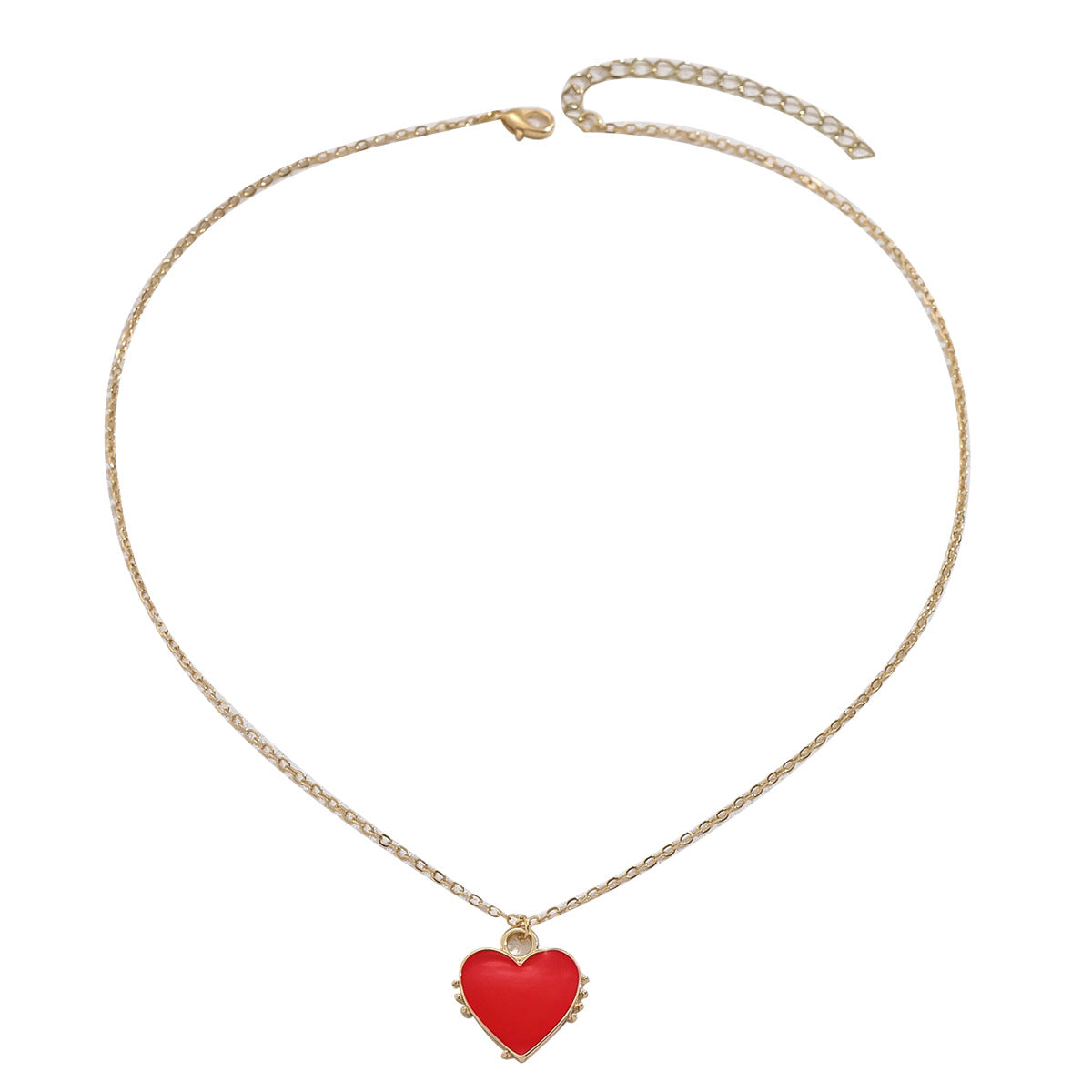 Fashionable OL Style Heart-Shaped Enamel Copper Pendant Necklace for Women with Geometric Design and Clavicle Chain