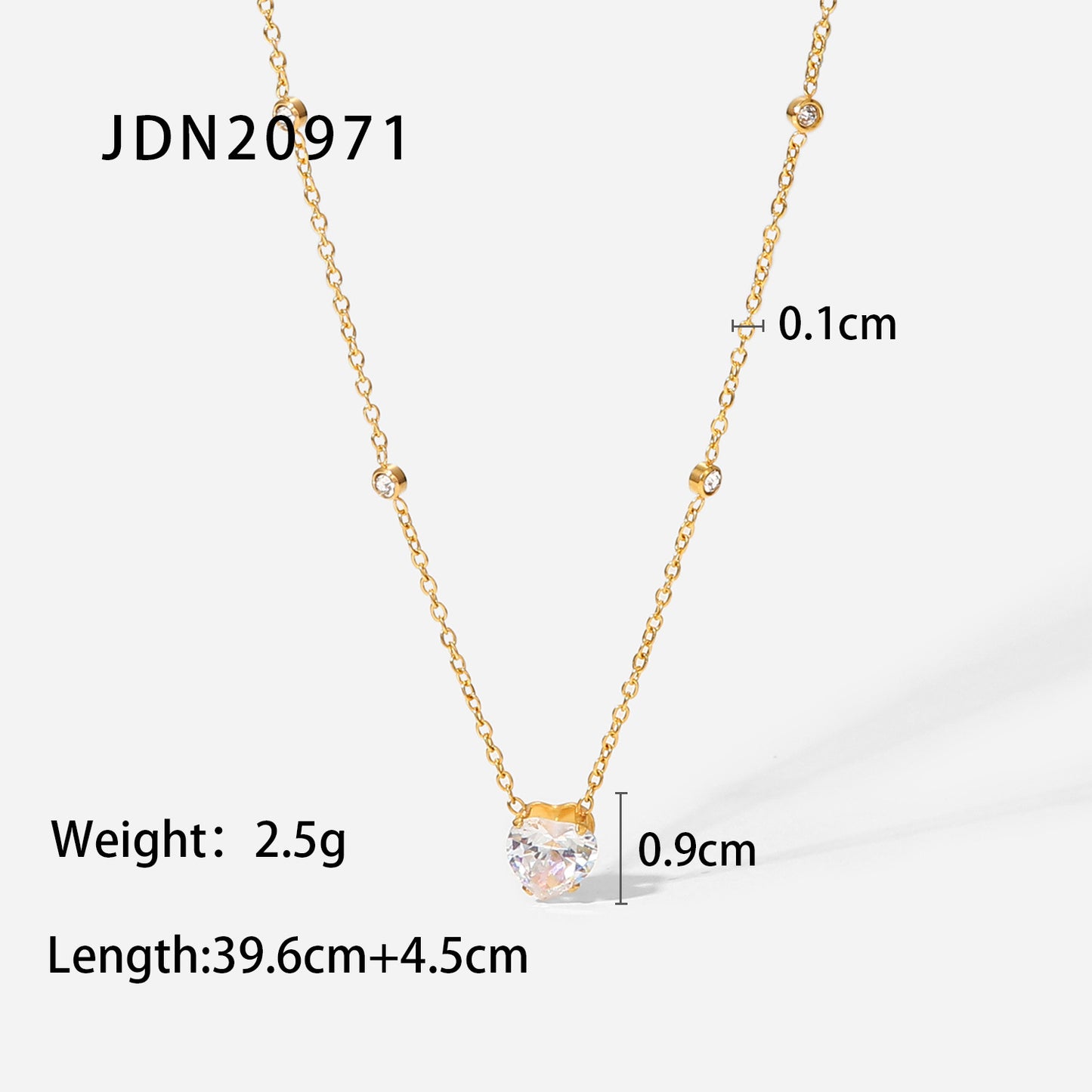 Collar con dije de circonita en forma de corazón minimalista de acero inoxidable con baño de oro de 18 quilates para mujer